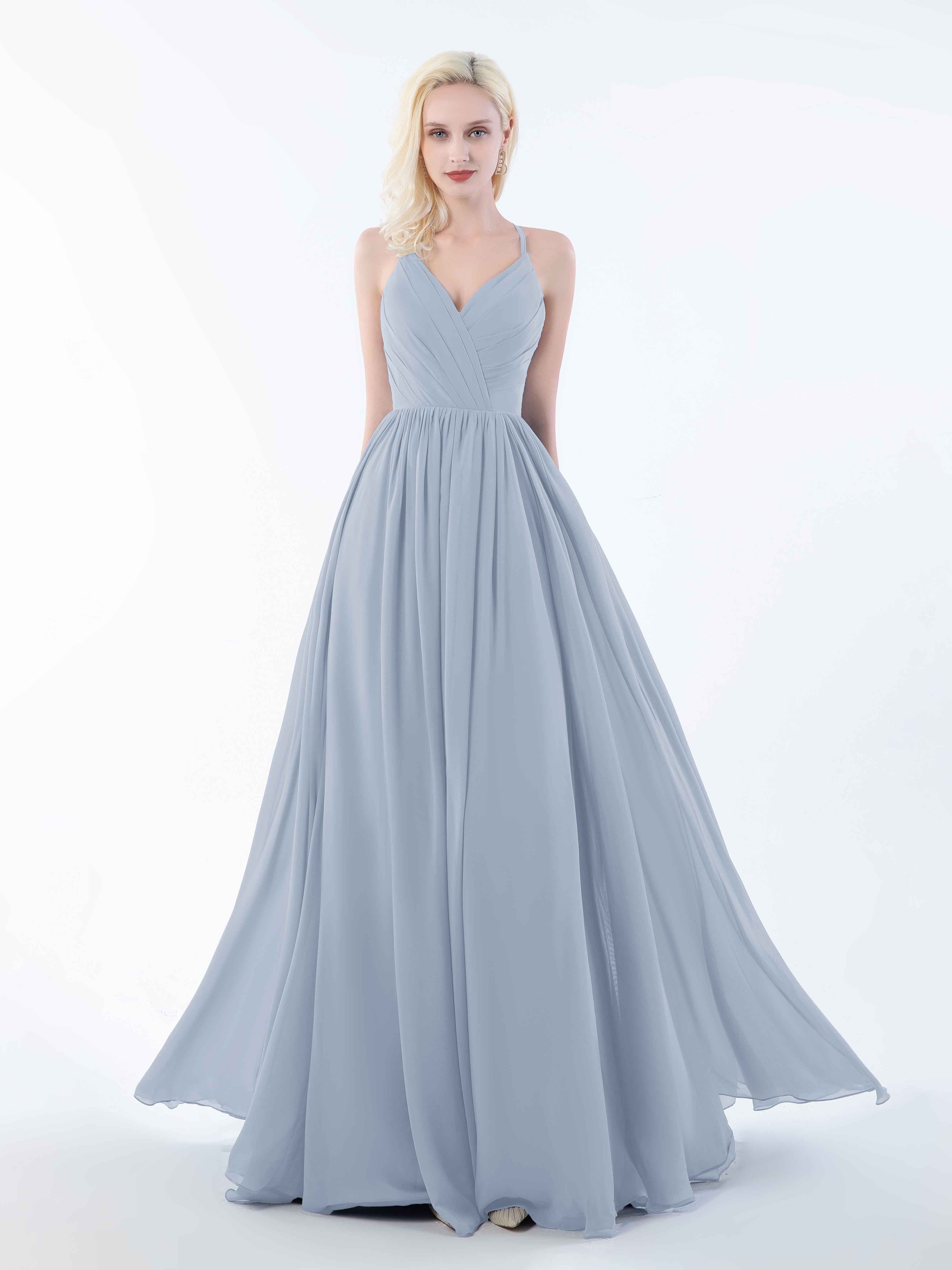 June Chic Spaghetti Straps Keyhole Chiffon Bridesmaid Dresses