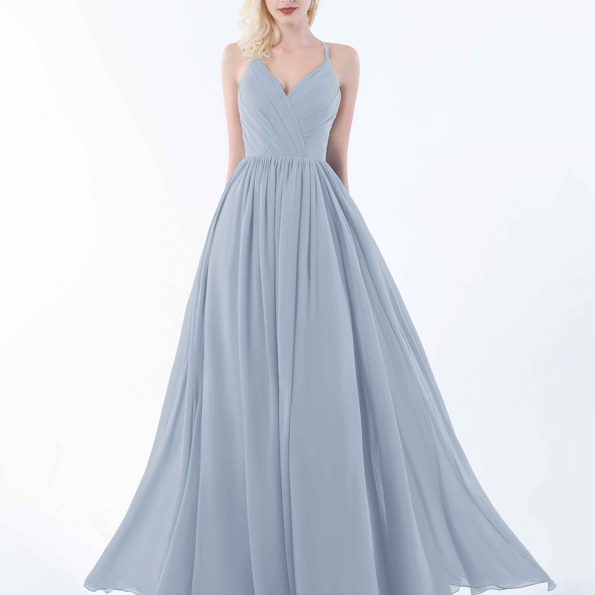 sachin and babi light blue dress Cap Sleeves Keyhole Back Chiffon Wedding Bridesmaid Evening Dress 20 / Peach main image 0