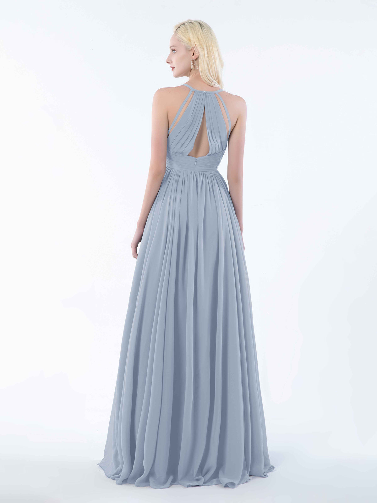 A-Line Spaghetti Straps Keyhole Gold Pleated Short Homecoming Dresses VK24062102