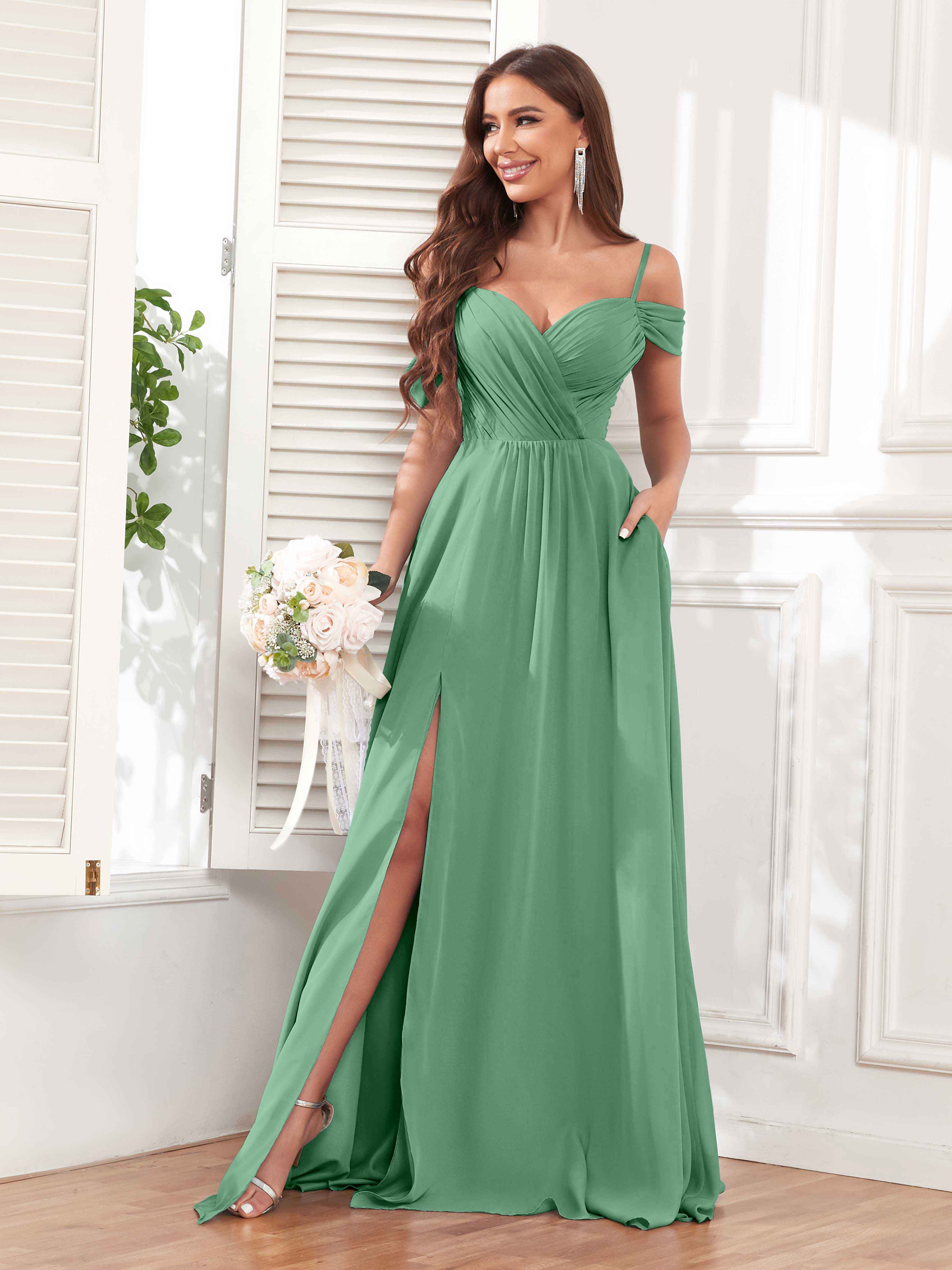 40+ Colors-Chiffon, Lace & Satin Eucalyptus Bridesmaid Dresses, $59 Up ...