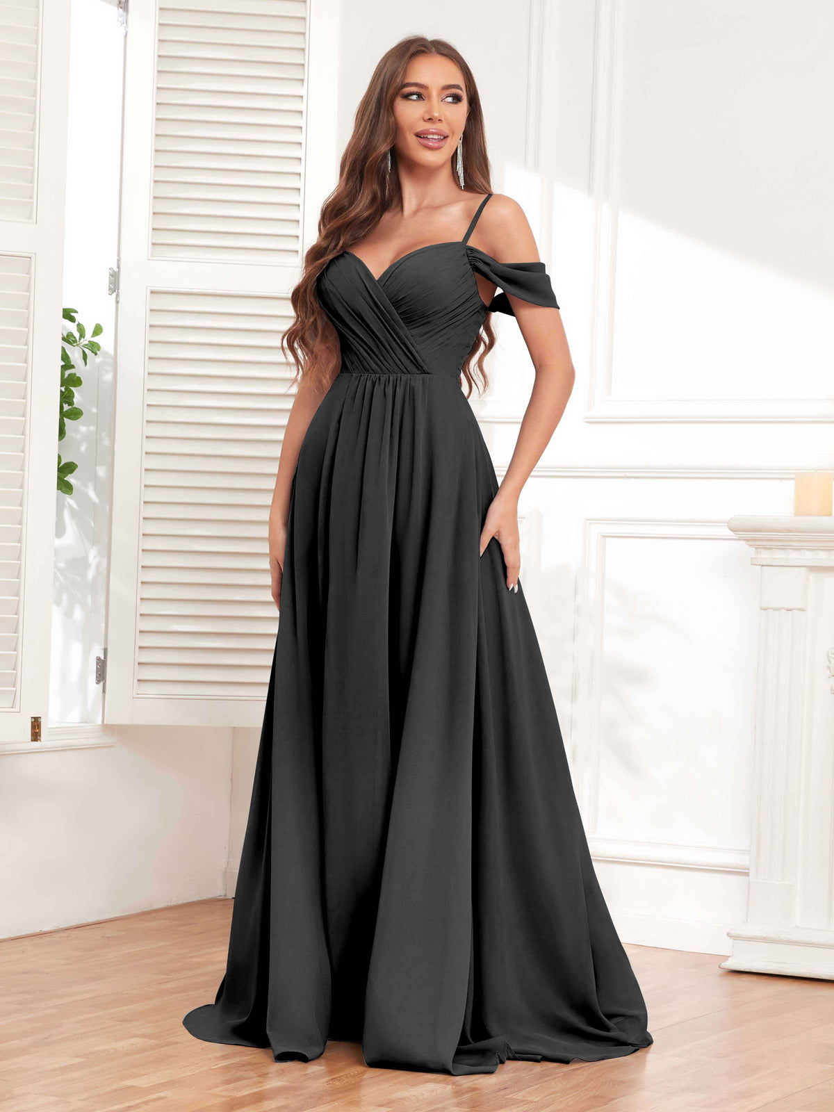 Long Chiffon Bridesmaid Dresses with Spaghetti Strap Sky Blue main image 0