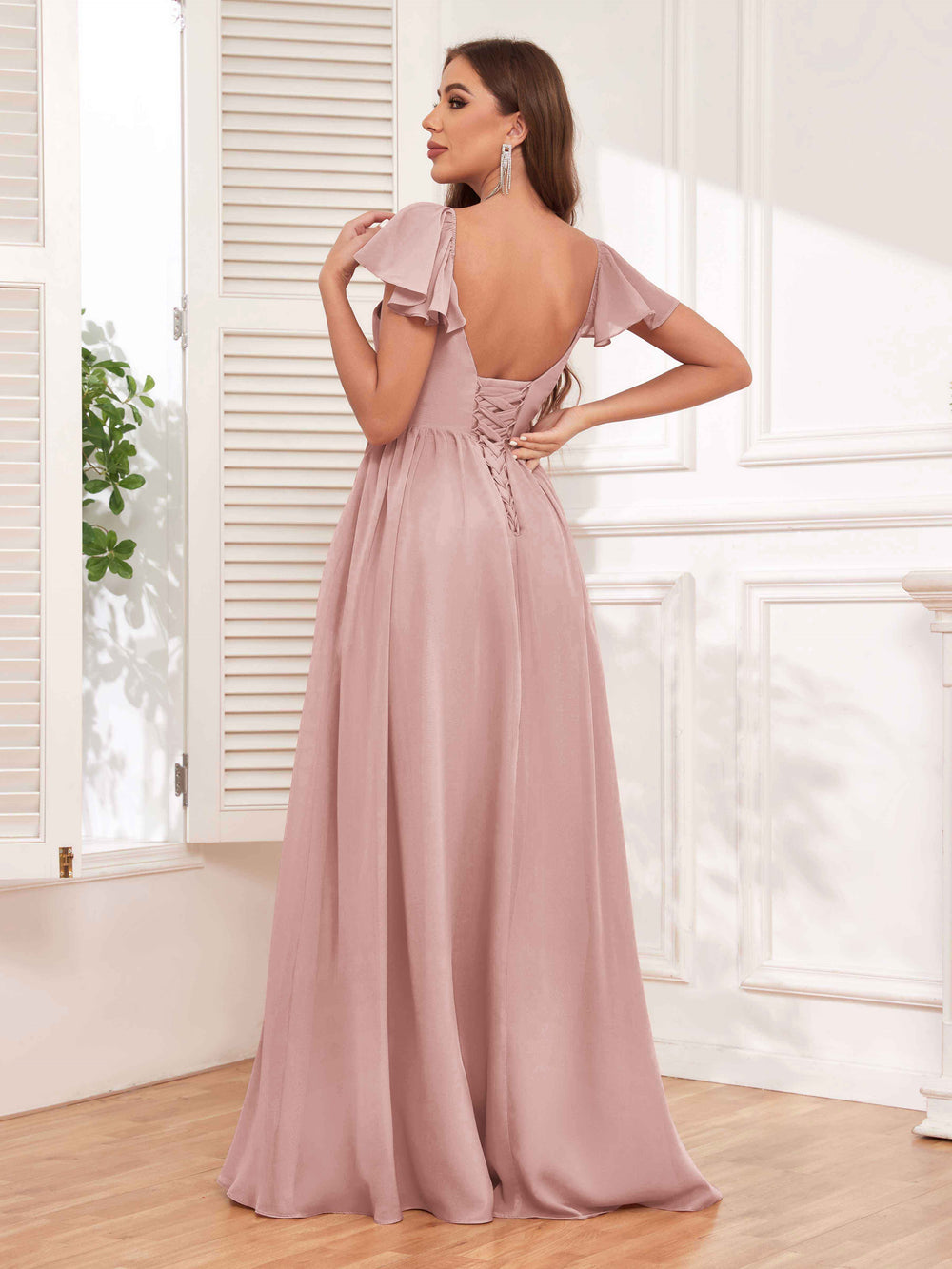 Leia Modest Sweetheart Pleated Chiffon Maid of Honor Bridesmaid Dresse — free download