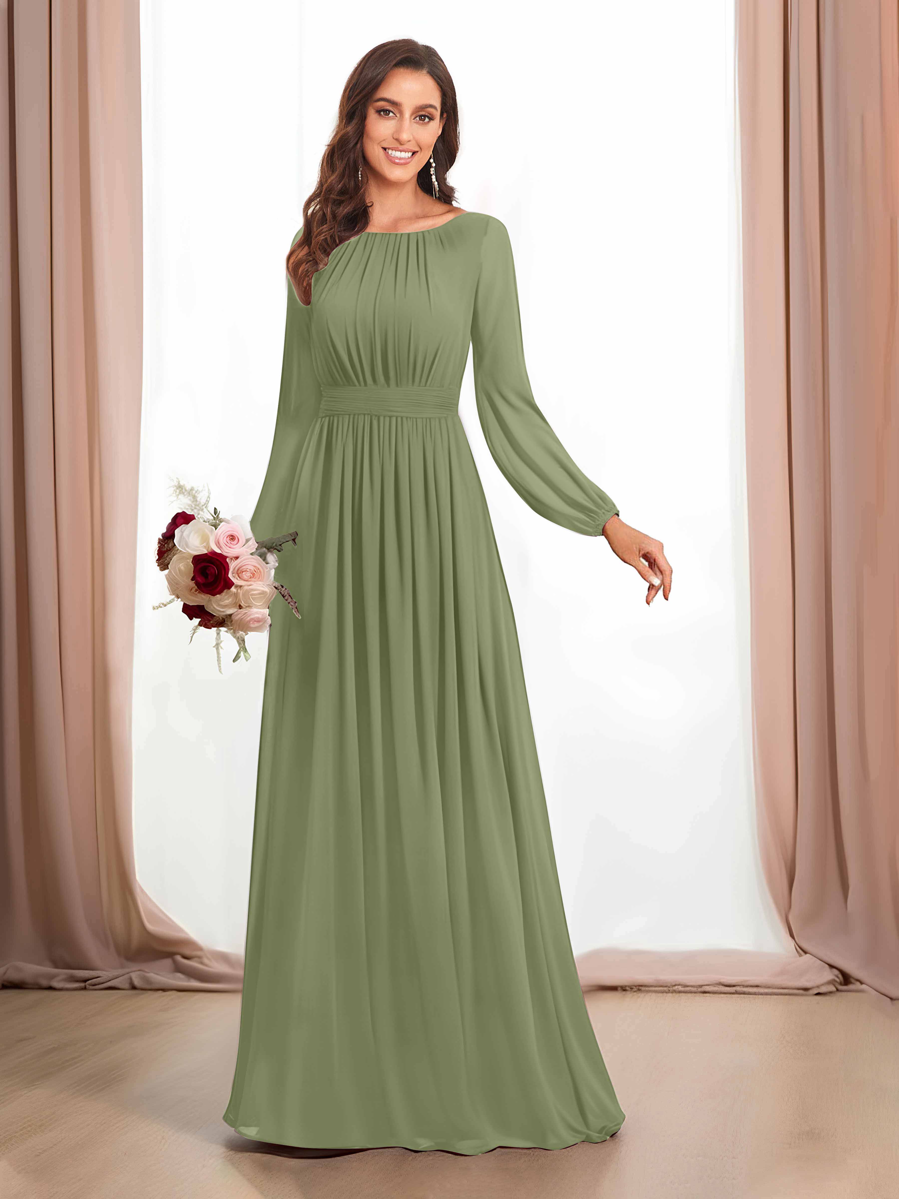 Long sleeve bridesmaid shops dresses green