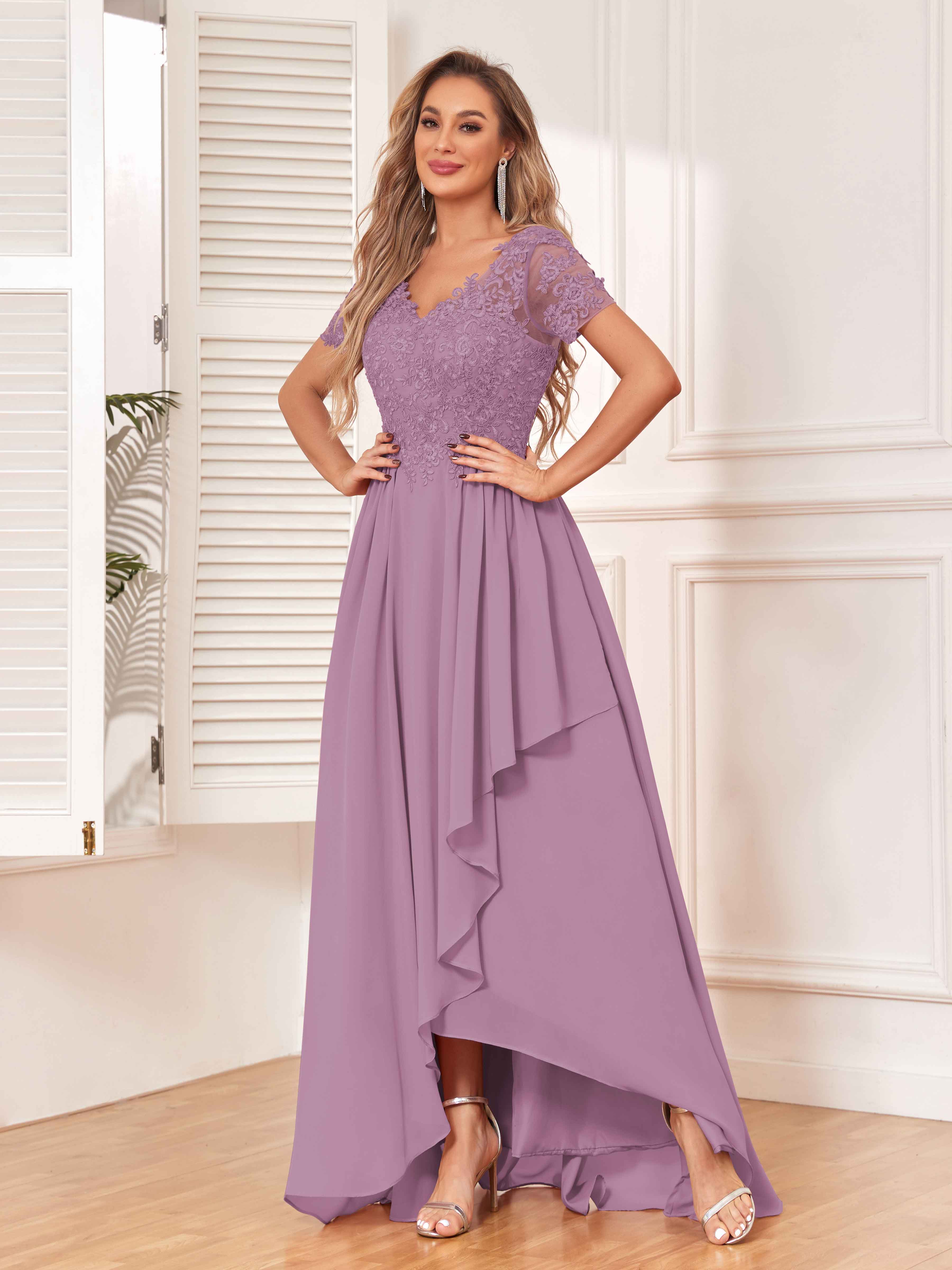 Lillian Elegant High Low Lace Chiffon Bridesmaid Dresses