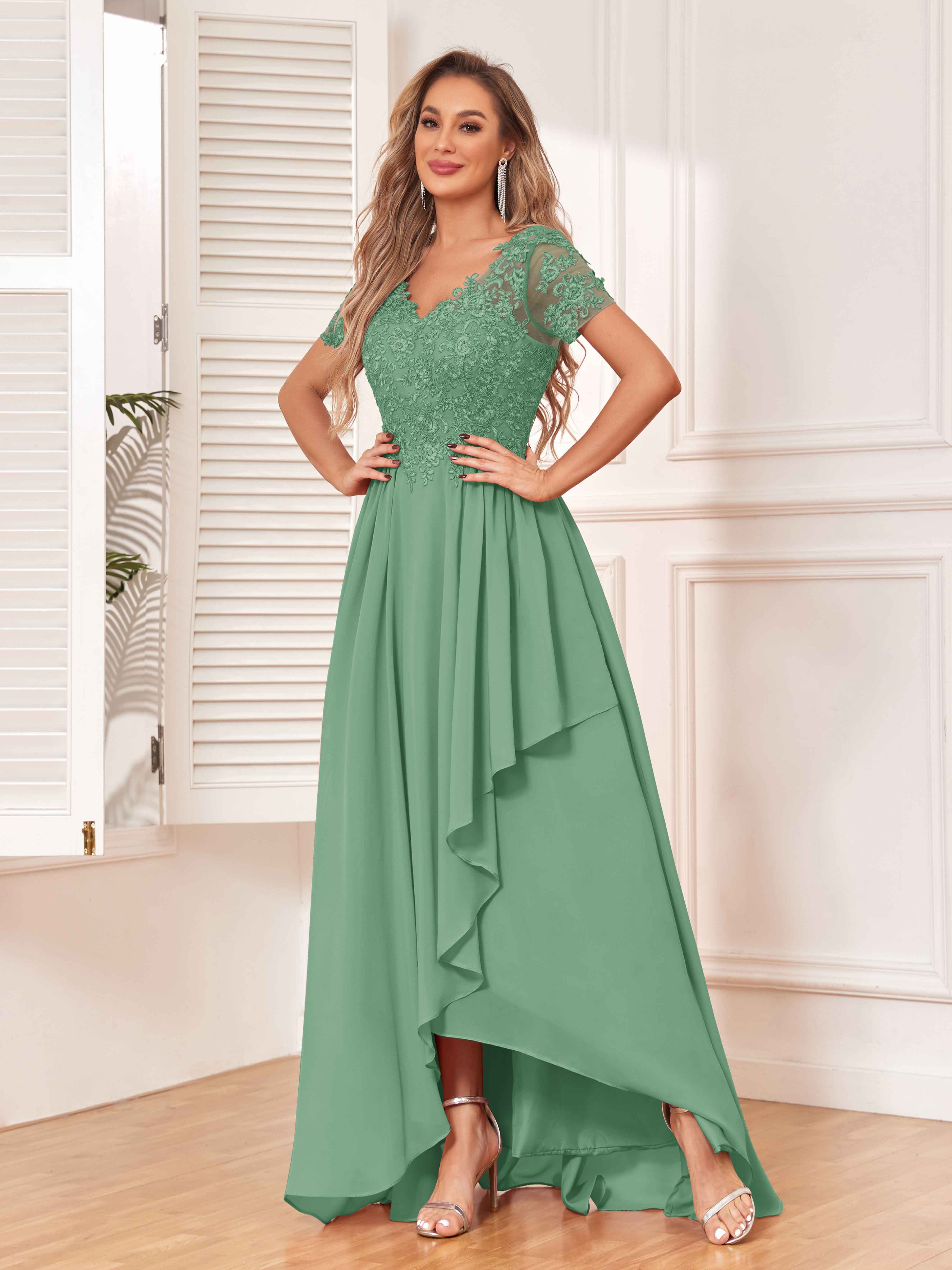 40+ Colors-Chiffon, Lace & Satin Eucalyptus Bridesmaid Dresses, $59 up