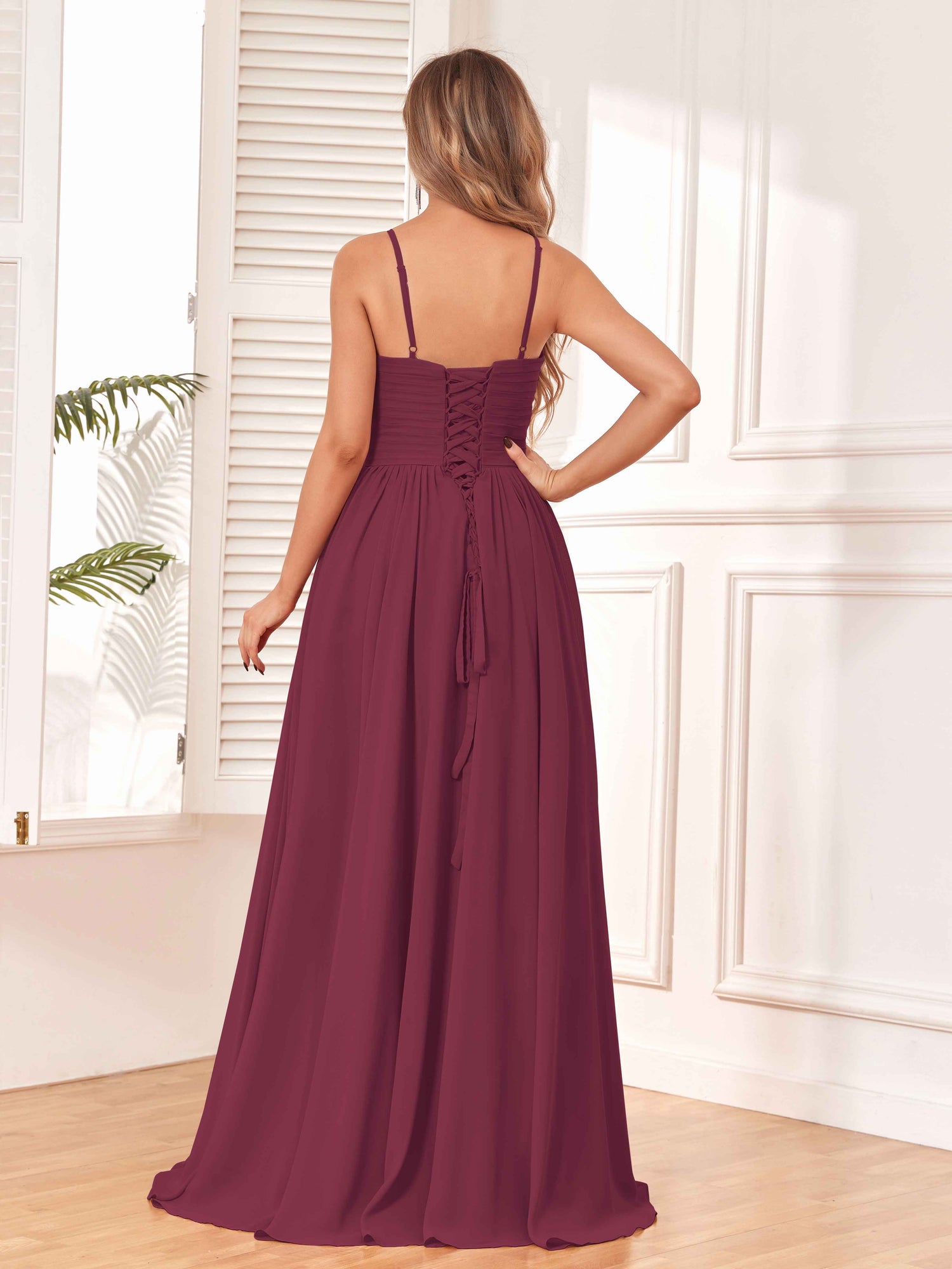 Lucy Flowing Halter Sleeveless Floor Length Bridesmaid Dresses