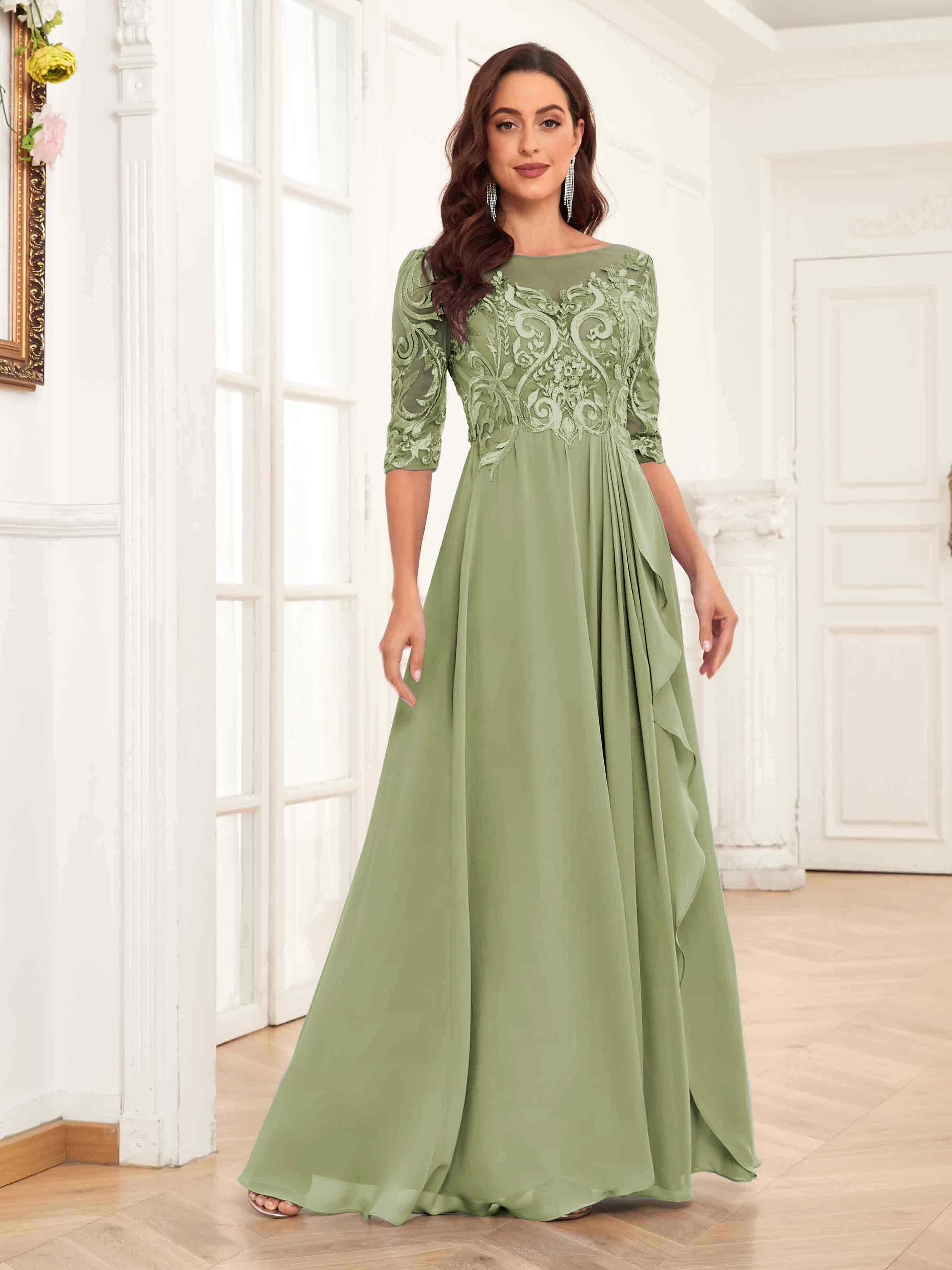 Olive Green Mother Wedding Dress