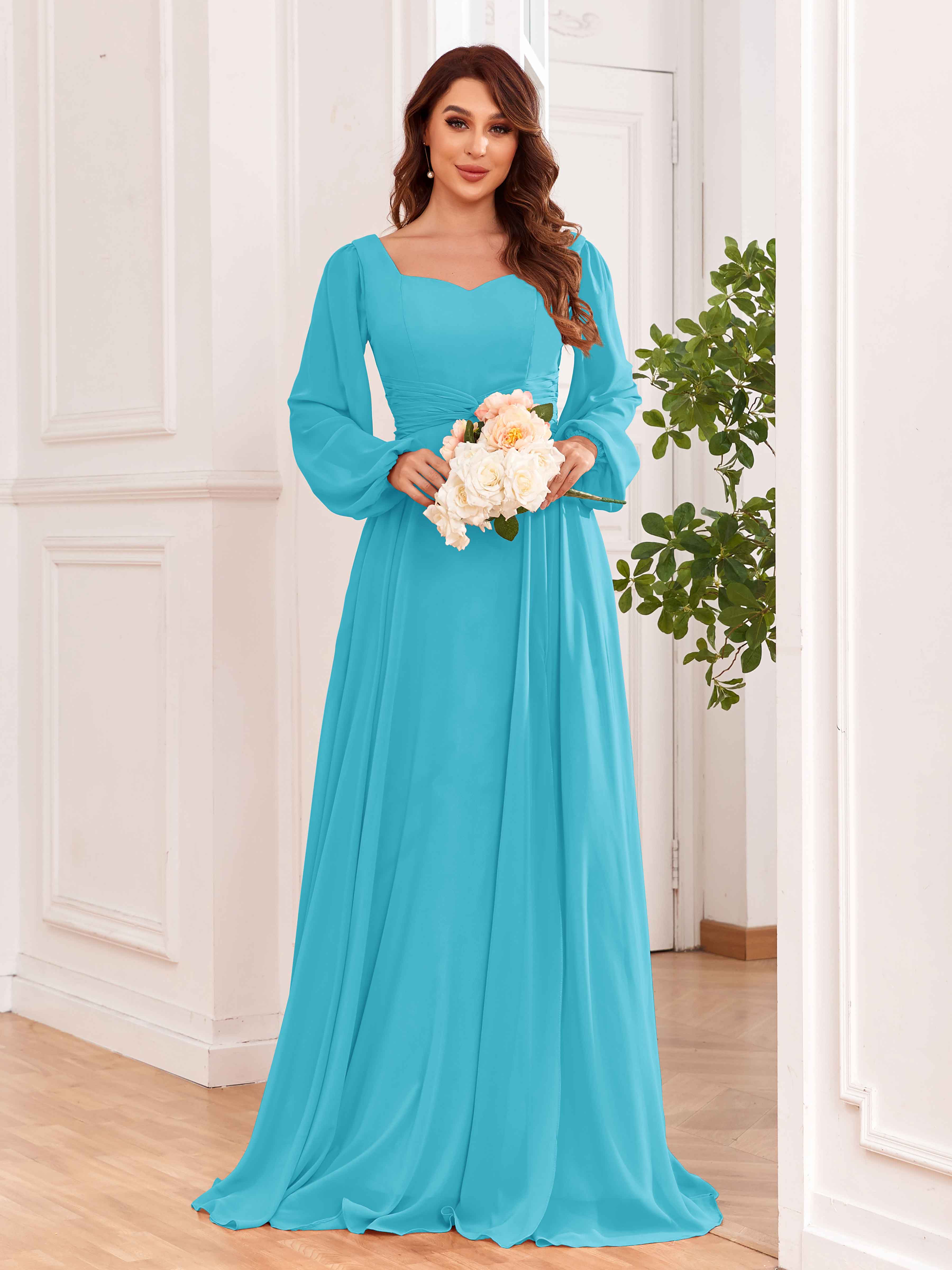 Modest turquoise bridesmaid clearance dresses