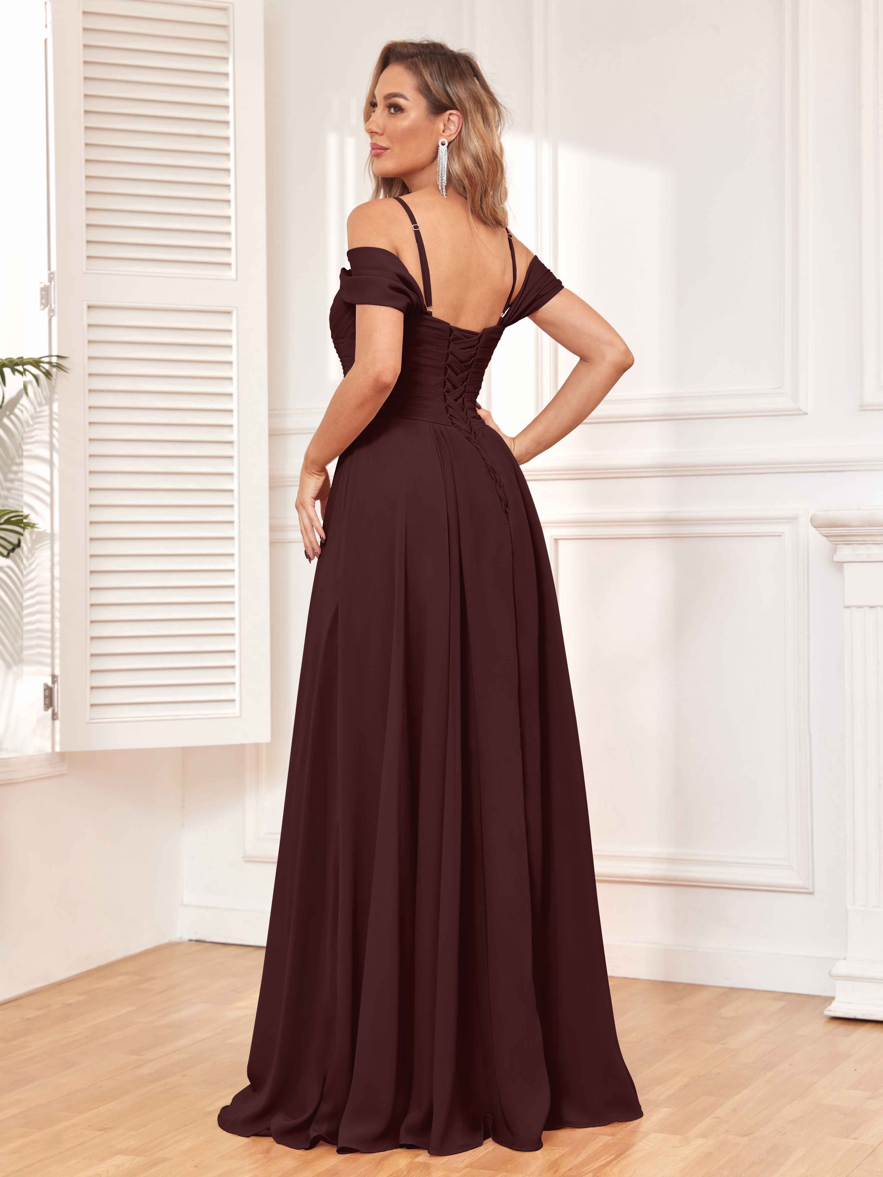 Timeless Elegance Olive Green Bridesmaid Dresses With Affforable Price   Ruby A Line Draped Sleeves Slit Floor Length Cabernet Bridesmaid Dresses 3 8aa11e21 8d63 4594 Aa29 26551f9ded1d 