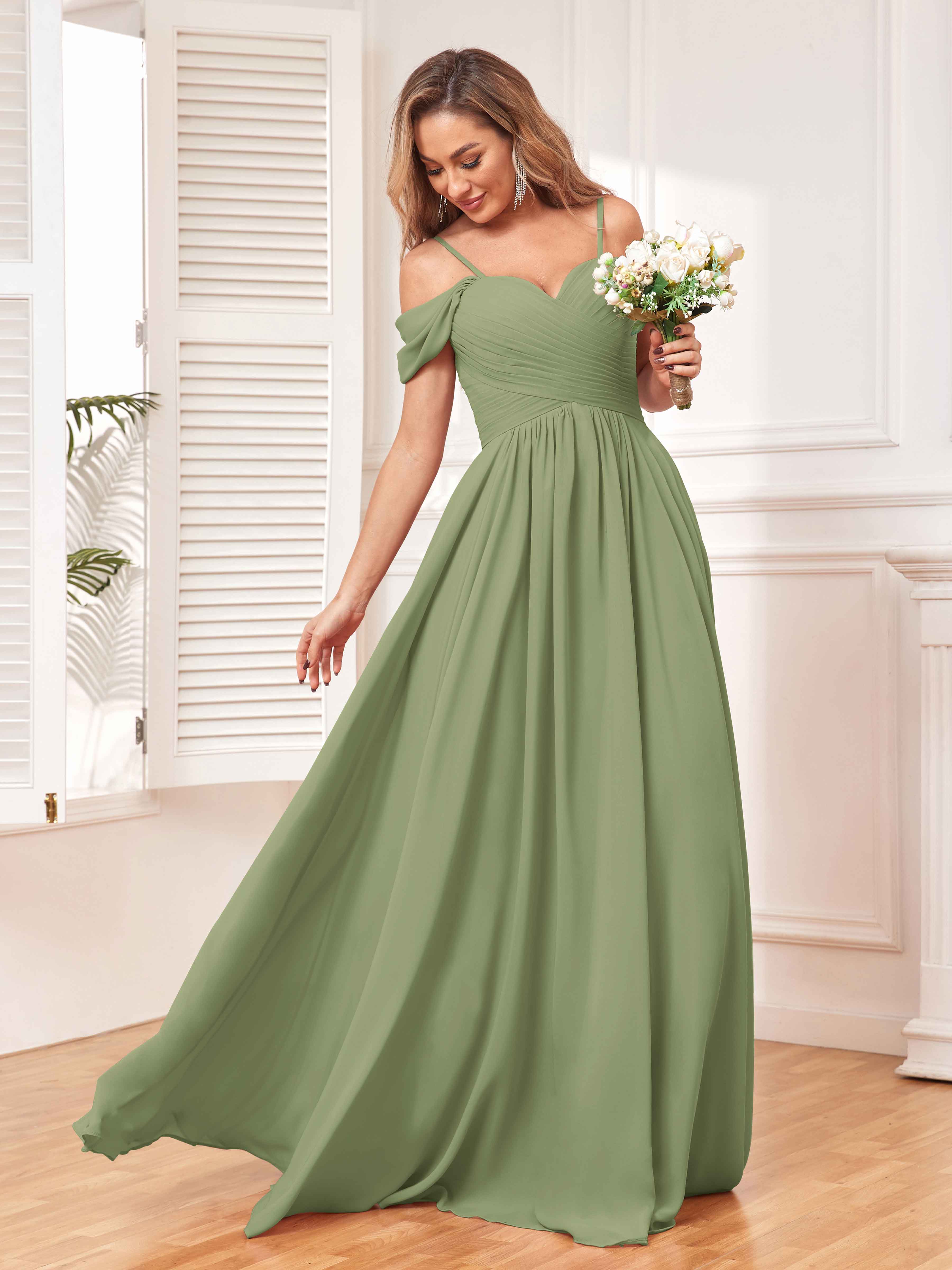 Army green bridesmaid outlet dress