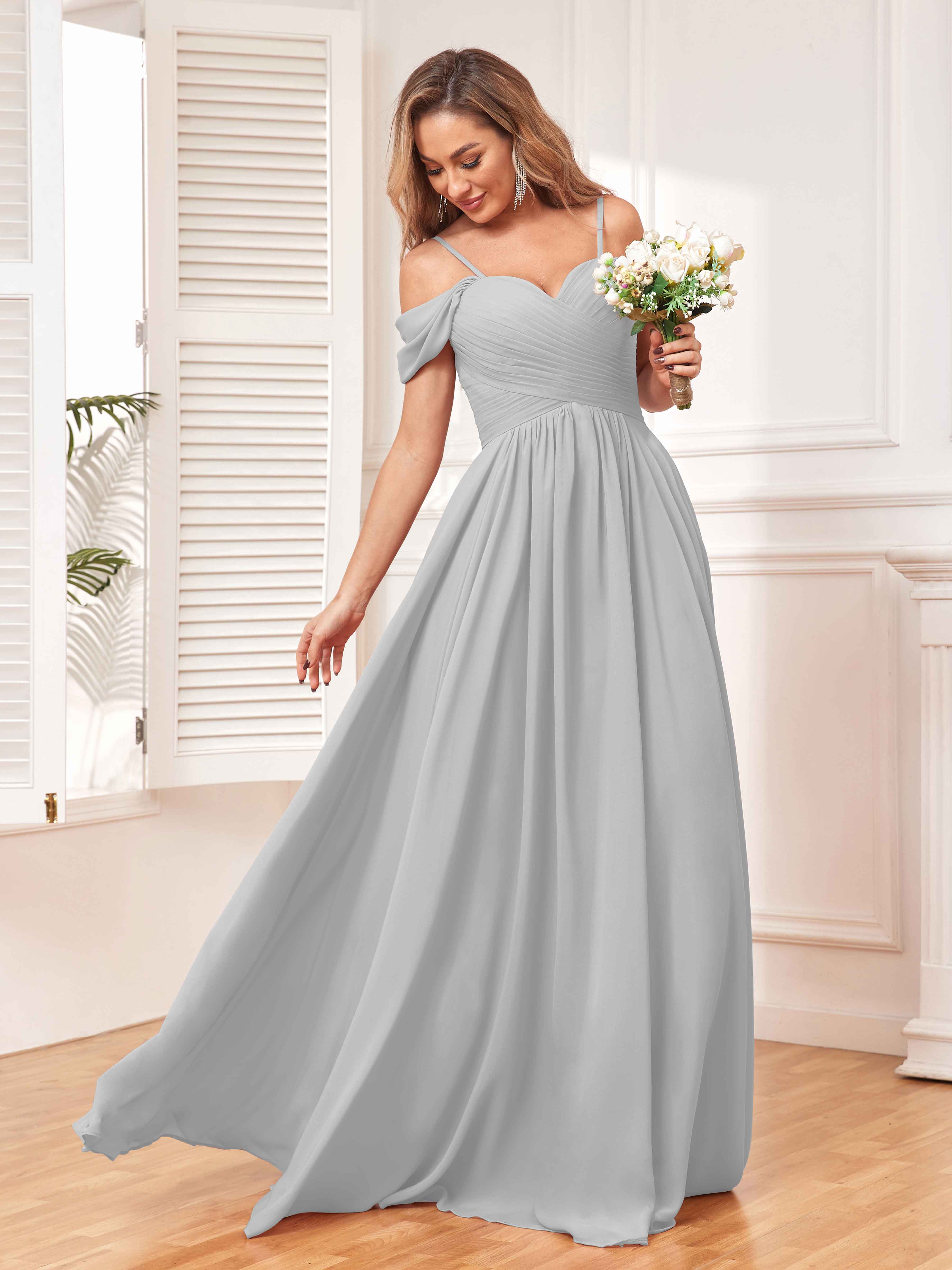 Platinum Silver Bridesmaids Dresses