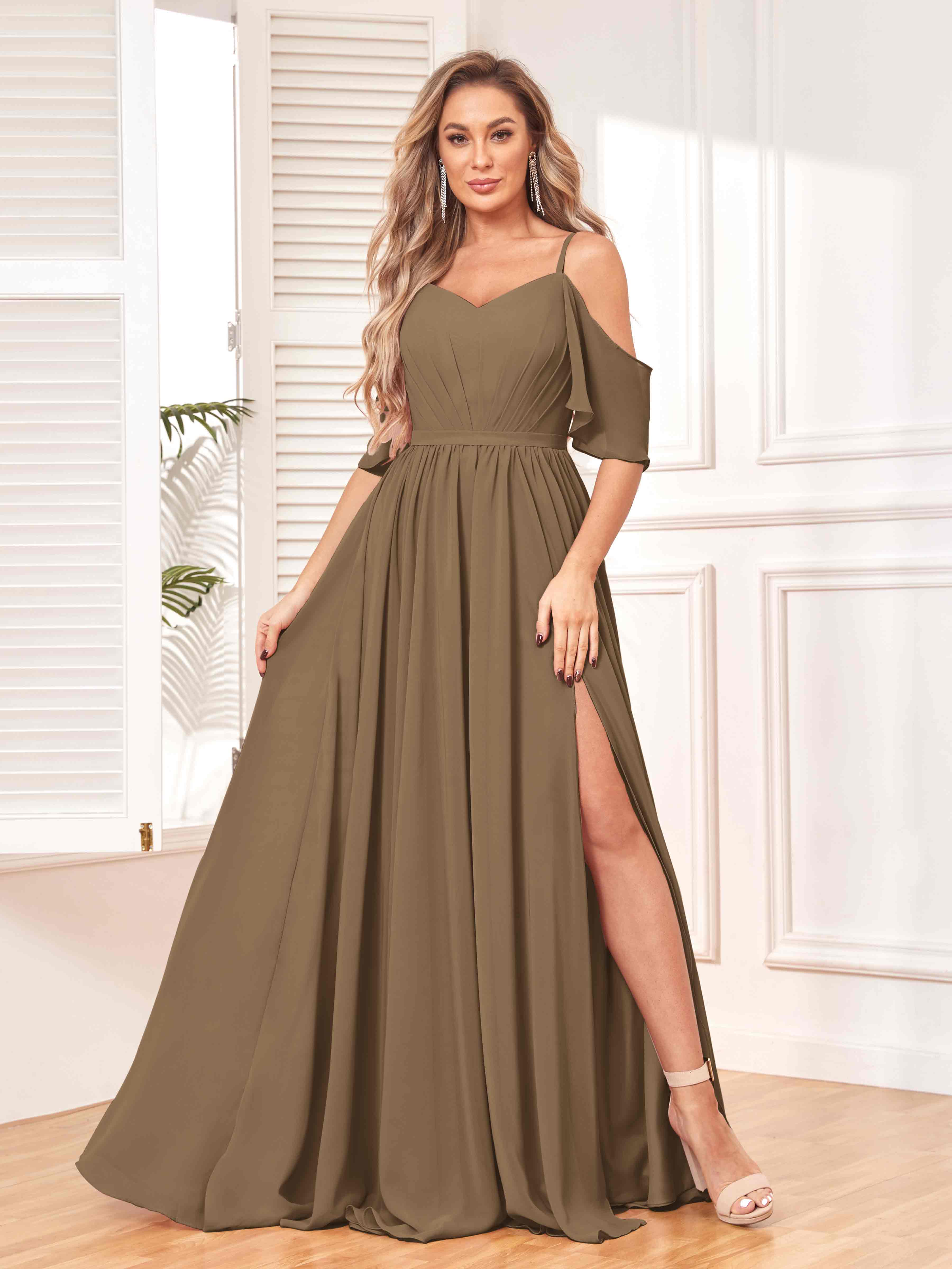 Mocha Chiffon Dresses