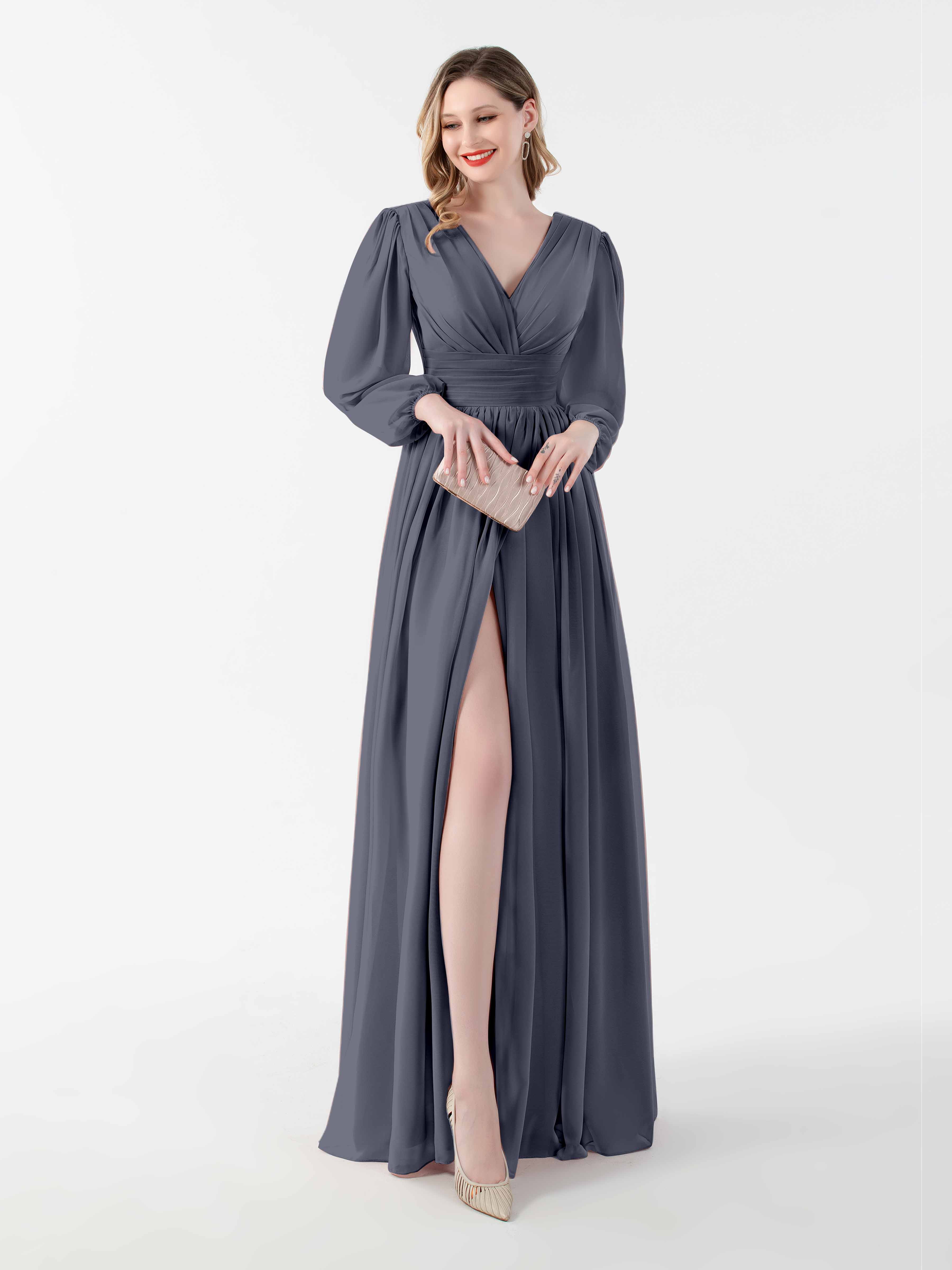 Taylor Airy Long Sleeves Chiffon Mother Of The Bride Dresses