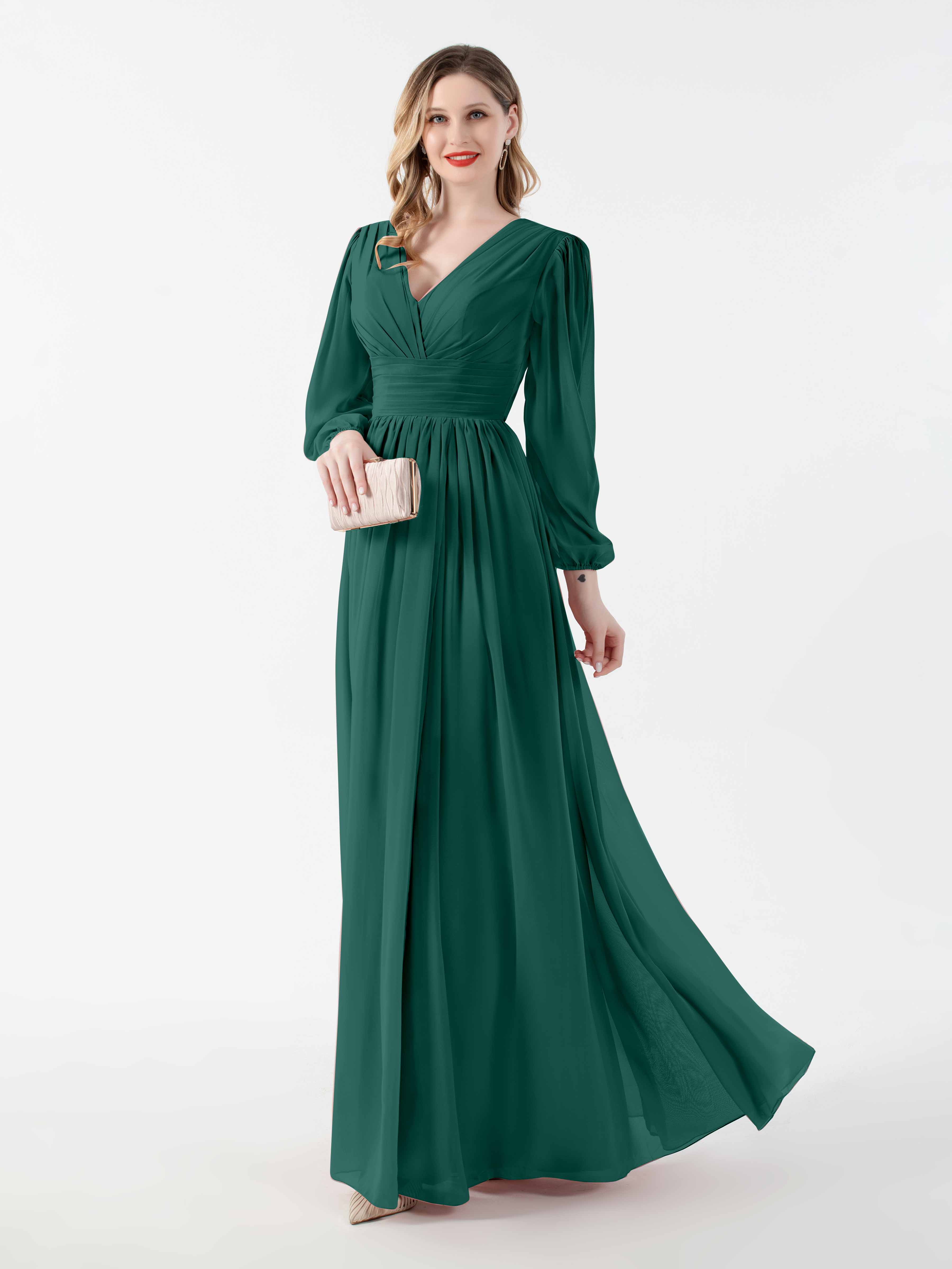 Taylor Airy Long Sleeves Chiffon Mother Of The Bride Dresses