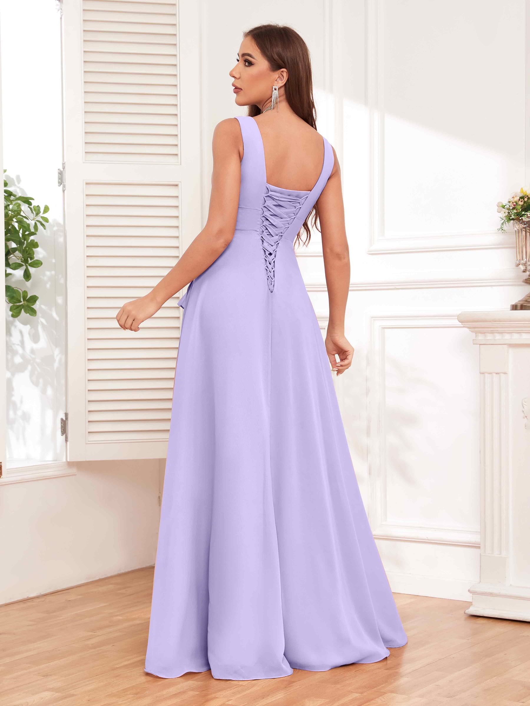Beaded Crystal Jewel Neck Sleeveless Long Chiffon A-line Prom Party Evening Dress main image 0