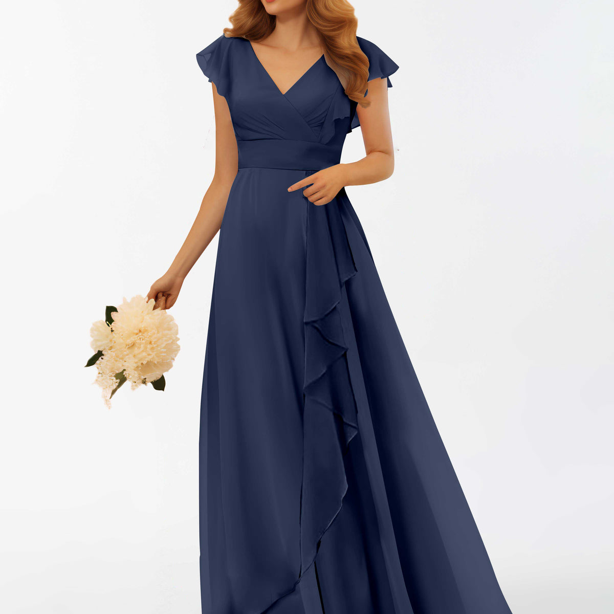 Vera Glamorous A-Line Ruffles Crossed Straps Bridesmaid Dresses, Stormy